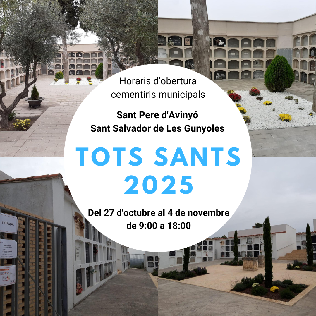 Horaris d'obertura dels cementiris municipals Tots Sants
