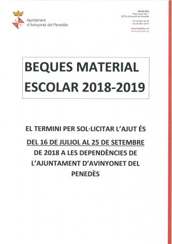 Beques Material Escolar 2018-2019