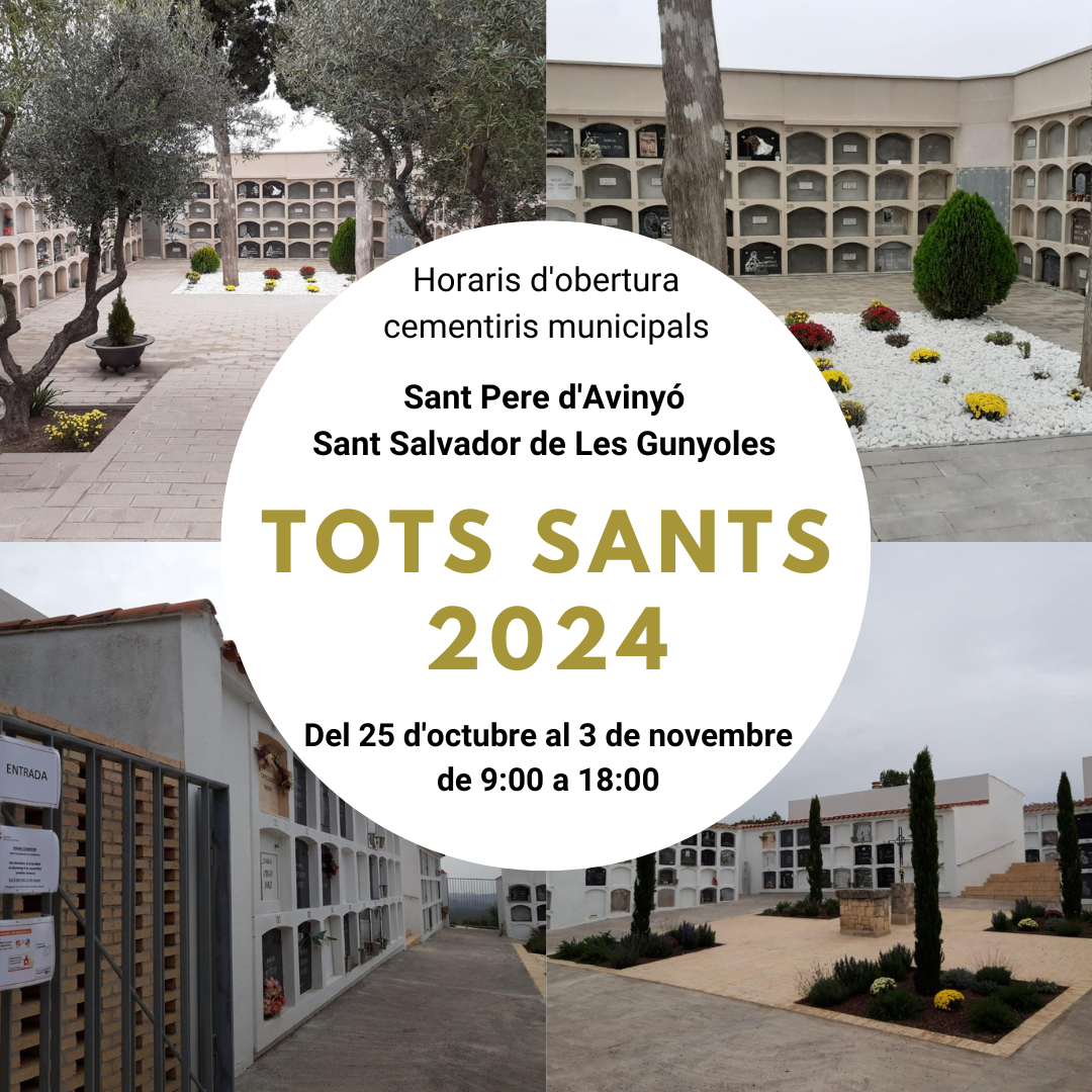 Horaris d'obertura dels cementiris municipals Tots Sants 2024